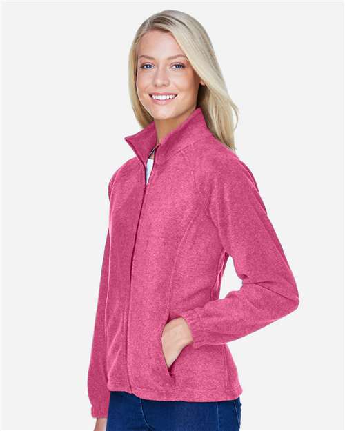 Harriton M990W Women's Full-Zip Fleece - Charity Pink - model side