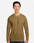Harriton M118L Unisex Charge Snag and Soil Protect Long Sleeve T-Shirt - Coyote Brown - model front