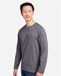 Harriton M118L Unisex Charge Snag and Soil Protect Long Sleeve T-Shirt - Dark Charcoal - model side