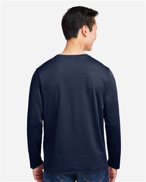 Harriton M118L Unisex Charge Snag and Soil Protect Long Sleeve T-Shirt - Dark Navy - model back