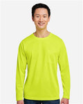 Harriton M118L Unisex Charge Snag and Soil Protect Long Sleeve T-Shirt - Safety Yellow - model front
