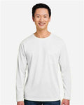 Harriton M118L Unisex Charge Snag and Soil Protect Long Sleeve T-Shirt - White - model front