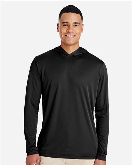 Team 365 TT41 Men's Zone Performance Hooded T-Shirt - Black - model front
