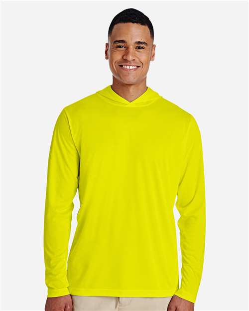 Team 365 TT41 Men's Zone Performance Hooded T-Shirt - Safety Yellow - model front