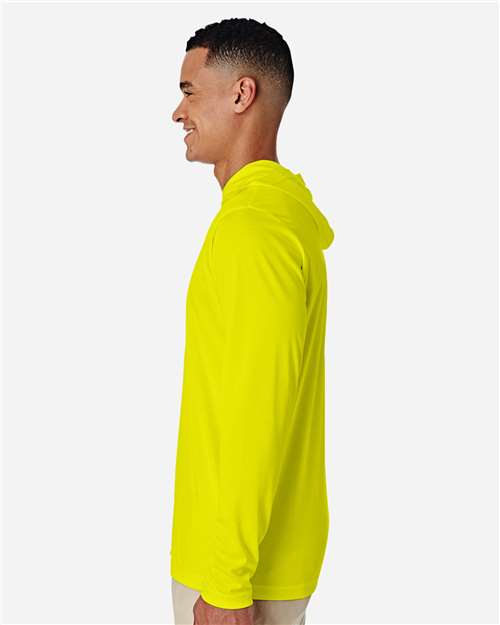Team 365 TT41 Men's Zone Performance Hooded T-Shirt - Safety Yellow - model side
