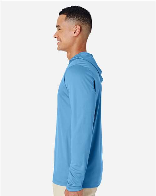 Team 365 TT41 Men's Zone Performance Hooded T-Shirt - Sport Light Blue - model side