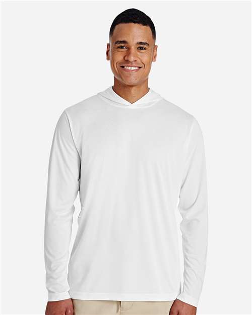 Team 365 TT41 Men's Zone Performance Hooded T-Shirt - White - model front