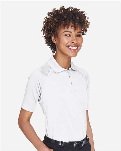 Harriton M211W Women's Advantage Tactical Polo - White - model side