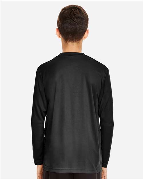 Team 365 TT11YL Youth Zone Performance Long Sleeve T-Shirt - Black - model back