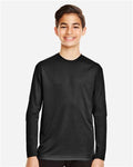Team 365 TT11YL Youth Zone Performance Long Sleeve T-Shirt - Black - model front