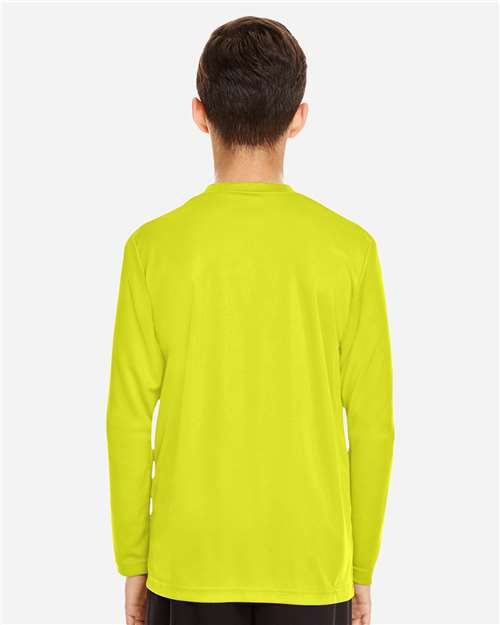 Team 365 TT11YL Youth Zone Performance Long Sleeve T-Shirt - Safety Yellow - model back