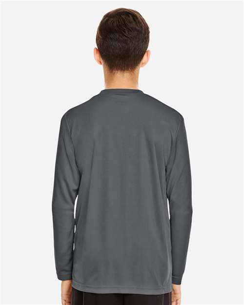 Team 365 TT11YL Youth Zone Performance Long Sleeve T-Shirt - Sport Graphite - model back