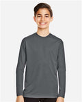 Team 365 TT11YL Youth Zone Performance Long Sleeve T-Shirt - Sport Graphite - model front