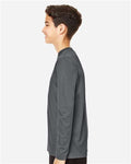 Team 365 TT11YL Youth Zone Performance Long Sleeve T-Shirt - Sport Graphite - model side