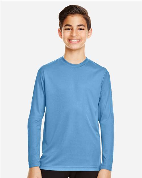 Team 365 TT11YL Youth Zone Performance Long Sleeve T-Shirt - Sport Light Blue - model front