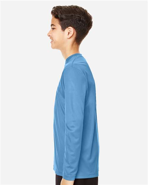 Team 365 TT11YL Youth Zone Performance Long Sleeve T-Shirt - Sport Light Blue - model side