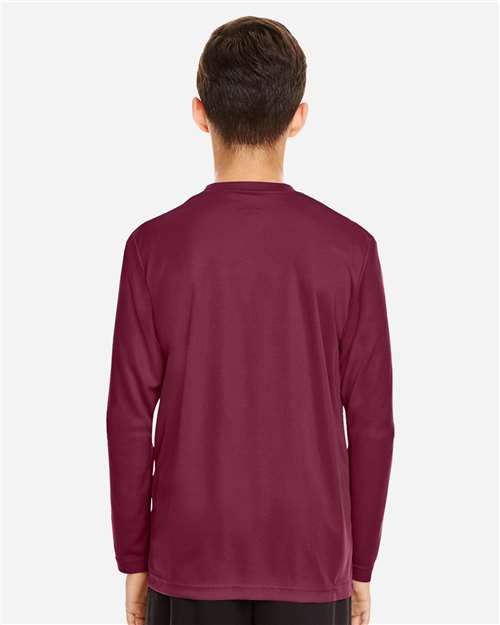 Team 365 TT11YL Youth Zone Performance Long Sleeve T-Shirt - Sport Maroon - model back