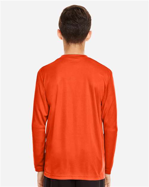 Team 365 TT11YL Youth Zone Performance Long Sleeve T-Shirt - Sport Orange - model back