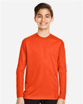 Team 365 TT11YL Youth Zone Performance Long Sleeve T-Shirt - Sport Orange - model front