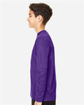 Team 365 TT11YL Youth Zone Performance Long Sleeve T-Shirt - Sport Purple - model side