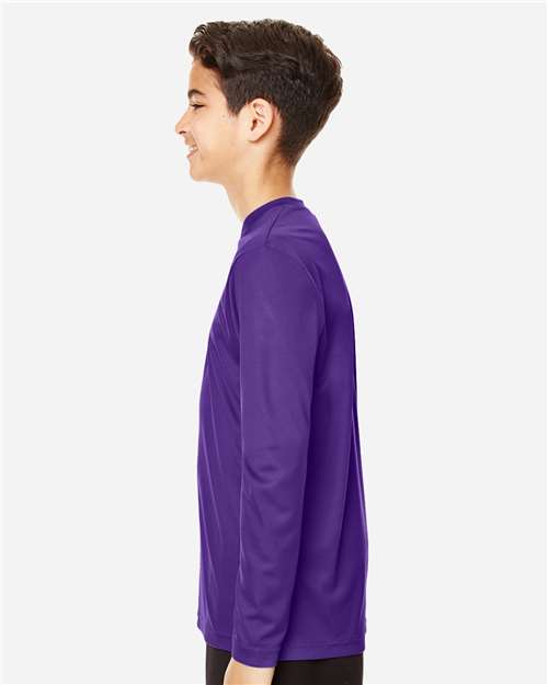 Team 365 TT11YL Youth Zone Performance Long Sleeve T-Shirt - Sport Purple - model side