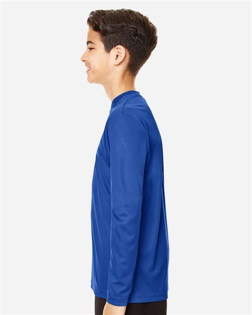 Team 365 TT11YL Youth Zone Performance Long Sleeve T-Shirt - Sport Royal - model side