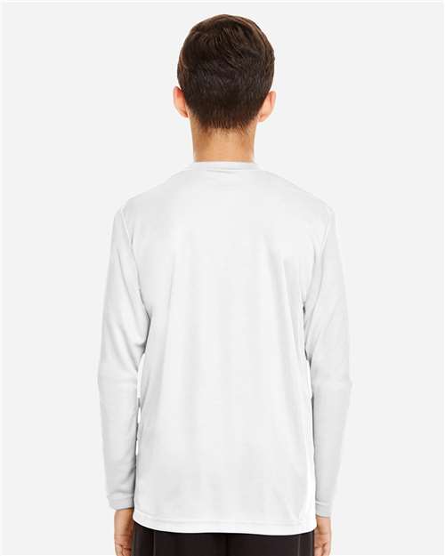 Team 365 TT11YL Youth Zone Performance Long Sleeve T-Shirt - White - model back