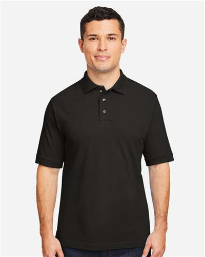 Harriton M200 Pique Polo - Black - model front