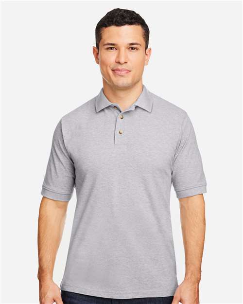 Harriton M200 Pique Polo - Grey Heather - model front