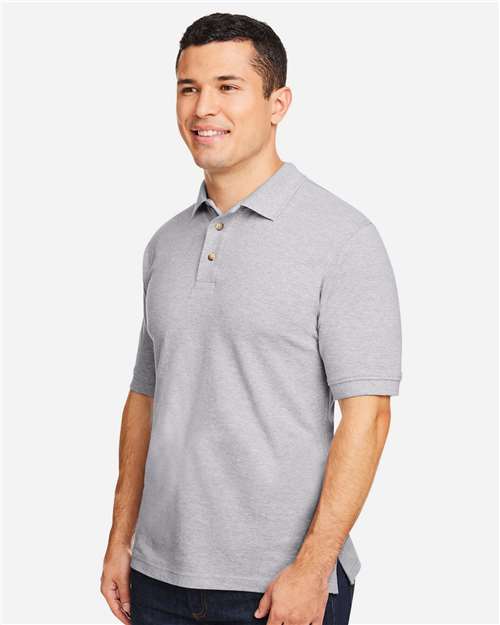 Harriton M200 Pique Polo - Grey Heather - model side