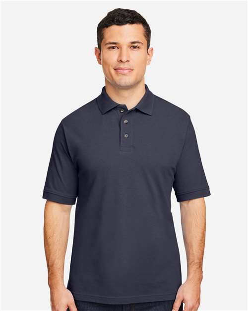 Harriton M200 Pique Polo - Navy - model front