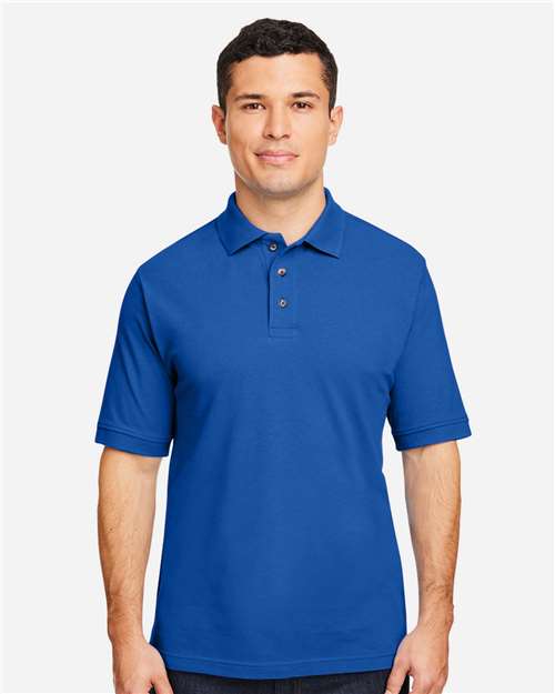 Harriton M200 Pique Polo - True Royal - model front