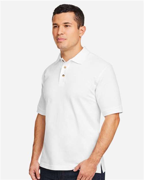 Harriton M200 Pique Polo - White - model side