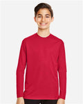 Team 365 TT11YL Youth Zone Performance Long Sleeve T-Shirt - Sport Red - model front