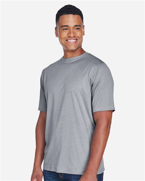 Team 365 TT11H Men's Sonic Heather Performance T-Shirt - Athletic Heather - model side