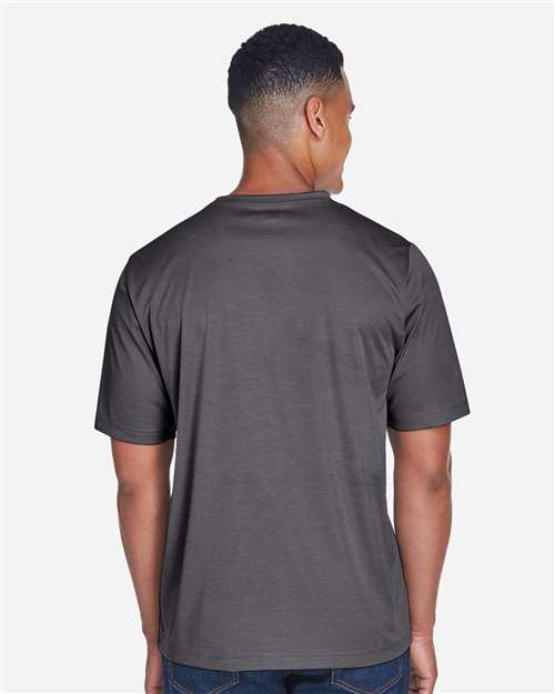 Team 365 TT11H Men's Sonic Heather Performance T-Shirt - Dark Grey Heather - model back