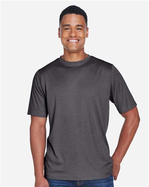 Team 365 TT11H Men's Sonic Heather Performance T-Shirt - Dark Grey Heather - model front