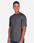 Team 365 TT11H Men's Sonic Heather Performance T-Shirt - Dark Grey Heather - model side
