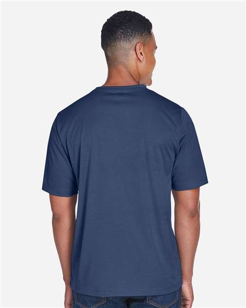Team 365 TT11H Men's Sonic Heather Performance T-Shirt - Sport Dark Navy Heather - model back