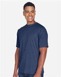 Team 365 TT11H Men's Sonic Heather Performance T-Shirt - Sport Dark Navy Heather - model side