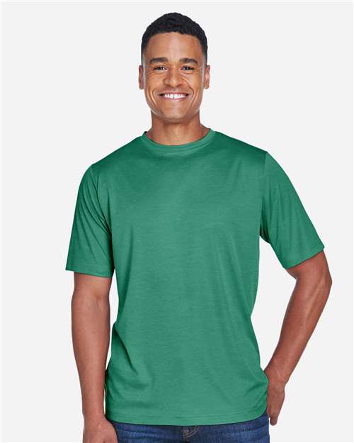 Team 365 TT11H Men's Sonic Heather Performance T-Shirt - Sport Forest Heather - model front