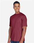 Team 365 TT11H Men's Sonic Heather Performance T-Shirt - Sport Maroon Heather - model side
