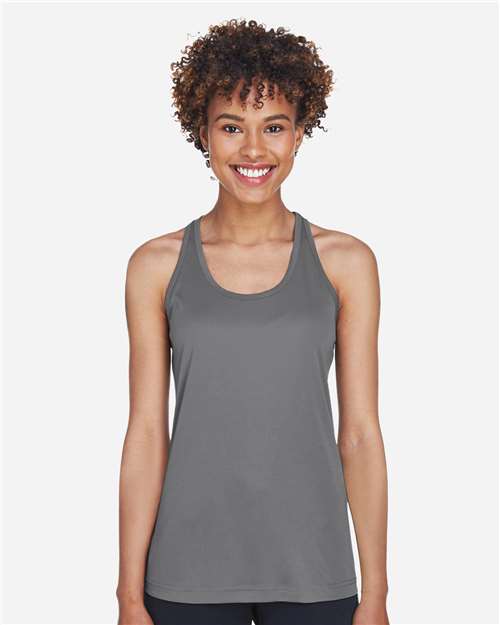 Team 365 TT11WRC Women's Zone Performance Racerback Tank - Sport Graphite - model front