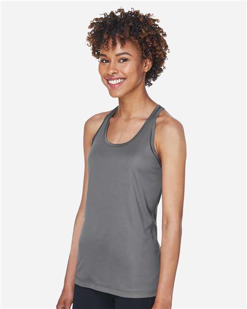 Team 365 TT11WRC Women's Zone Performance Racerback Tank - Sport Graphite - model side