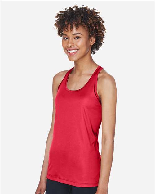 Team 365 TT11WRC Women's Zone Performance Racerback Tank - Sport Red - model side