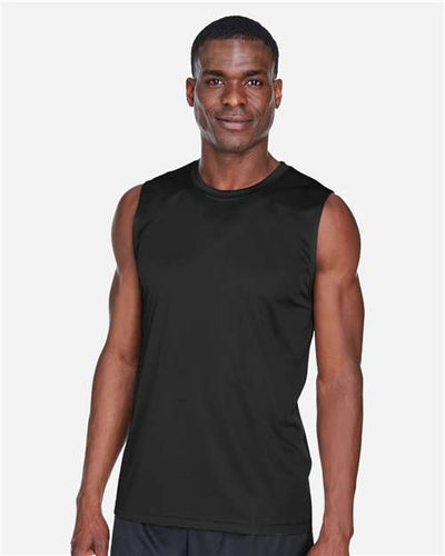 Team 365 TT11M Men's Zone Performance Muscle T-Shirt - Black - model front