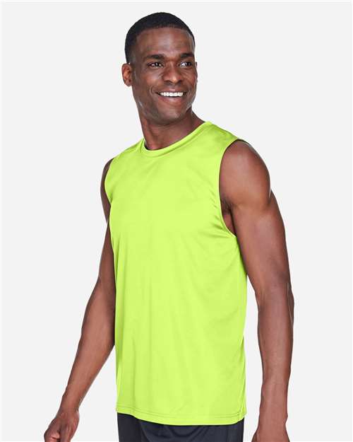 Team 365 TT11M Men's Zone Performance Muscle T-Shirt - Safety Yellow - model side