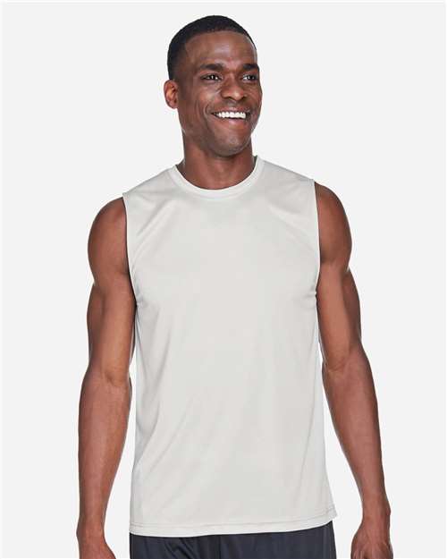 Team 365 TT11M Men's Zone Performance Muscle T-Shirt - Sport Silver - model front