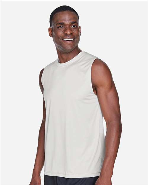 Team 365 TT11M Men's Zone Performance Muscle T-Shirt - Sport Silver - model side