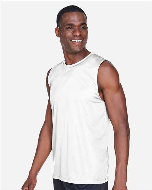 Team 365 TT11M Men's Zone Performance Muscle T-Shirt - White - model side